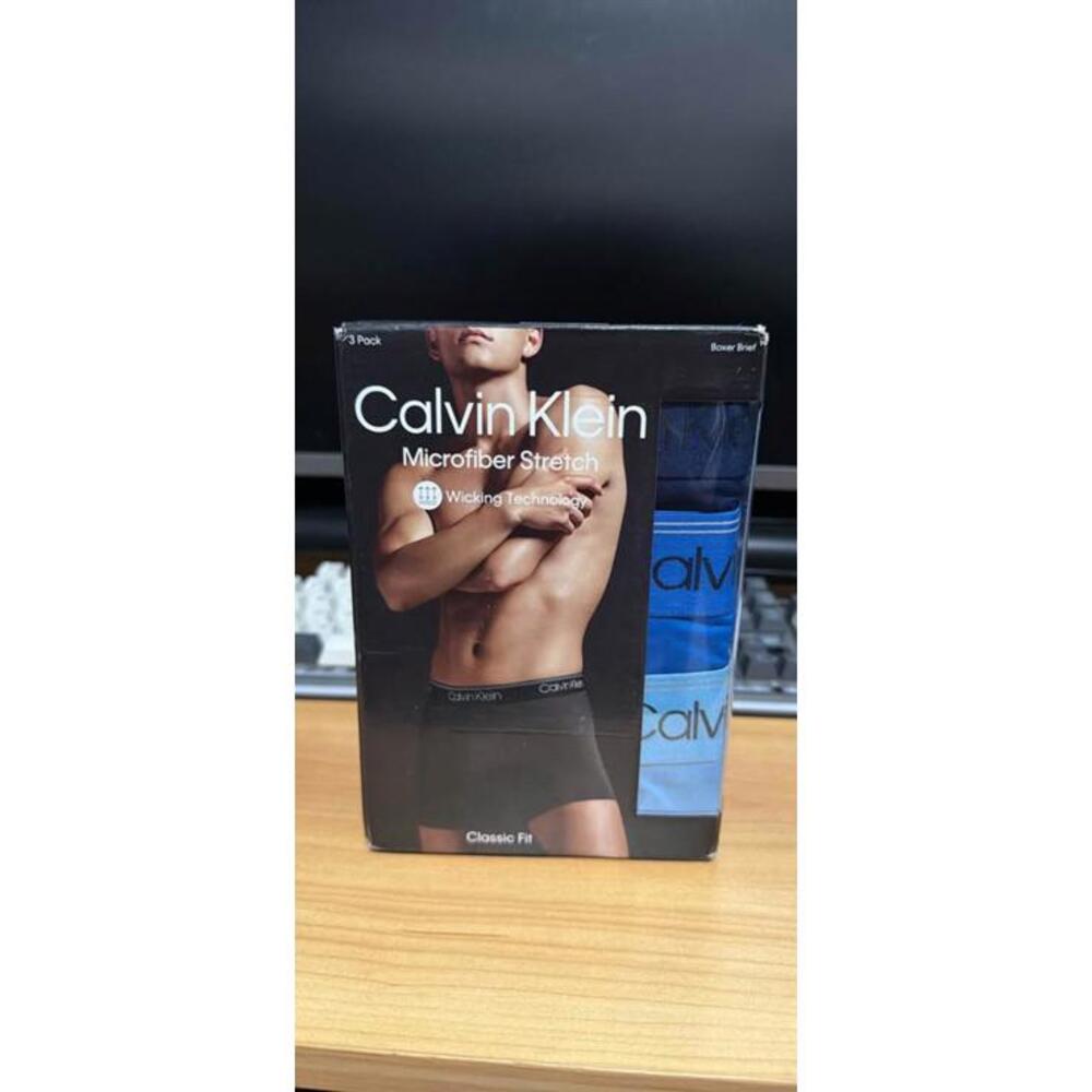 Calvin Klein Men’s 3 Pack Microfiber Stretch Boxer Briefs Classic Fit Blue